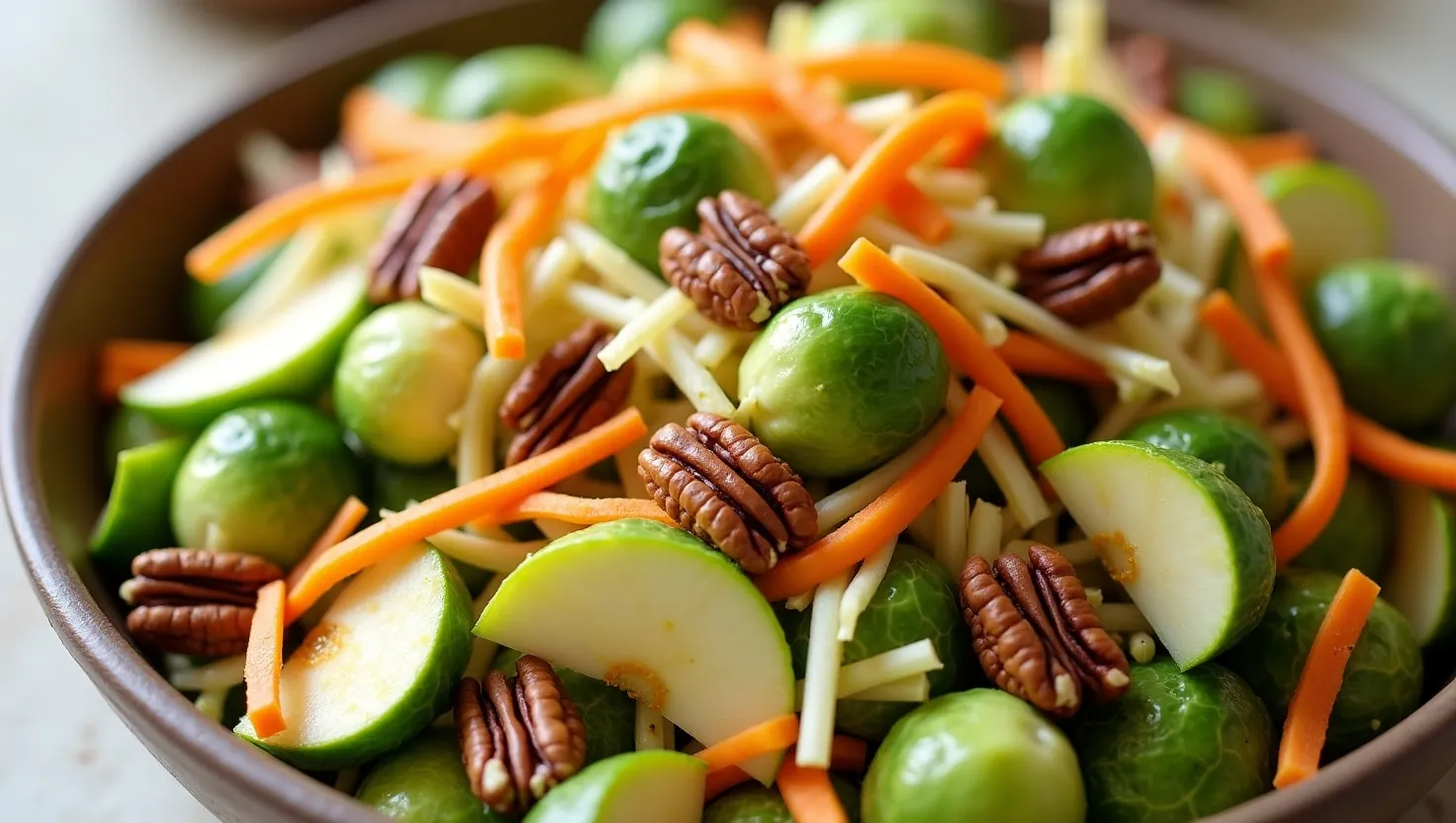 Brussels Sprout Slaw with Apples and Pecans