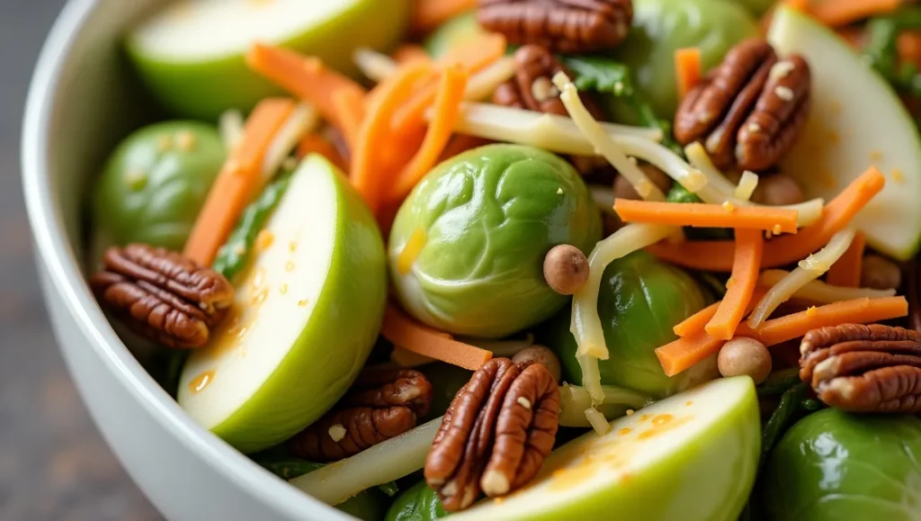 Brussels Sprout Slaw with Apples and Pecans