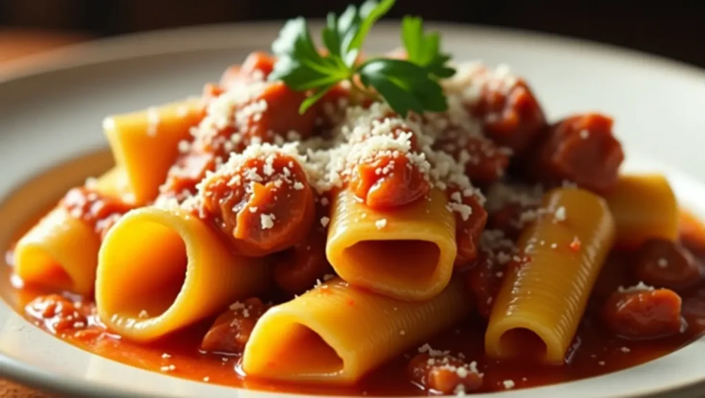 Paccheri Pasta with Sausage Ragu